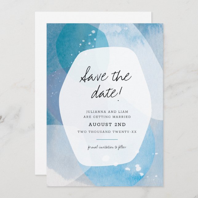 Pacific Blue Save the Date Invitation (Front/Back)