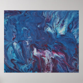 Pacific Boils Over 3 Deep Blue Abstract Poster 