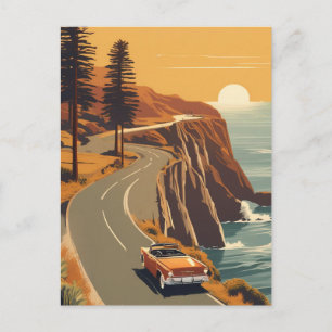Pacific Coast California Retro Coastal Postcard