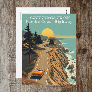 Pacific Coast Highway California Greetings Coastal Postcard