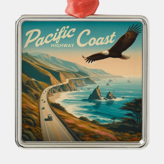 Pacific Coast Highway Eagle Metal Ornament (Front)