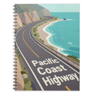Pacific Coast Highway Graphic Travel Art Notebook