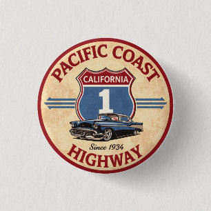 pacific coast highway motorcycle california route  3 cm round badge