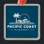Pacific Coast Highway Motorcycle Metal Ornament<br><div class="desc">Pacific Coast Highway,  also know as California Route 1 or the PCH is one of the most astoundingly scenic roads in the world,  meant to be traversed slowly,  while gasping at the mountains,  towering trees,  expansive beaches and endless sky.</div>