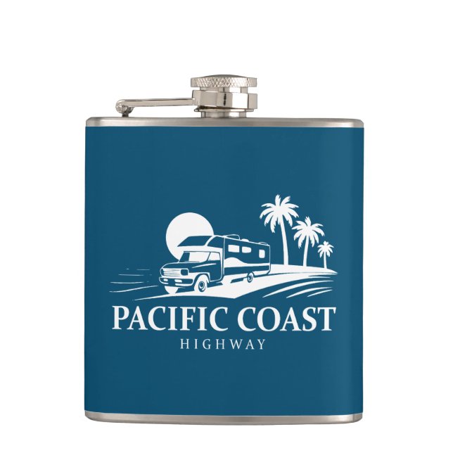 Pacific Coast Highway Recreational Vehicle Hip Flask (Front)