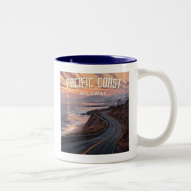 Pacific Coast Highway Sunset Two-Tone Coffee Mug (Right)
