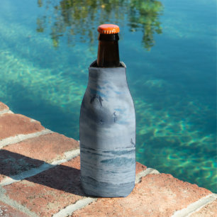 Pacific coast seascape, beach, seagulls, waves bottle cooler