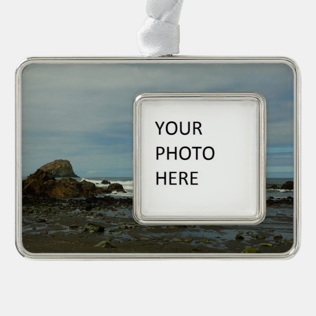Pacific Coastline at Redwood National Park Silver Plated Framed Ornament (Front)