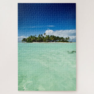 Pacific desert island with palm trees in lagoon jigsaw puzzle