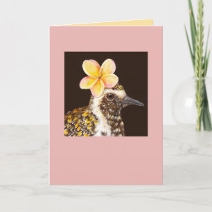 pacific golden plover with plumeria card
