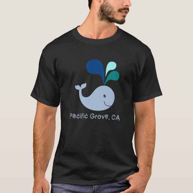 Pacific Grove California Cute Whale Lover Cartoon T-Shirt (Front)