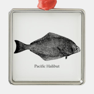 Pacific Halibut Logo Metal Ornament
