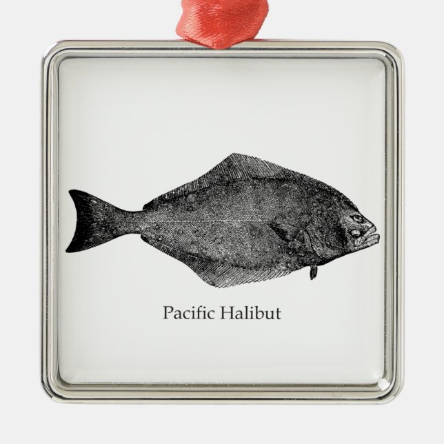 Pacific Halibut Logo Metal Ornament (Front)