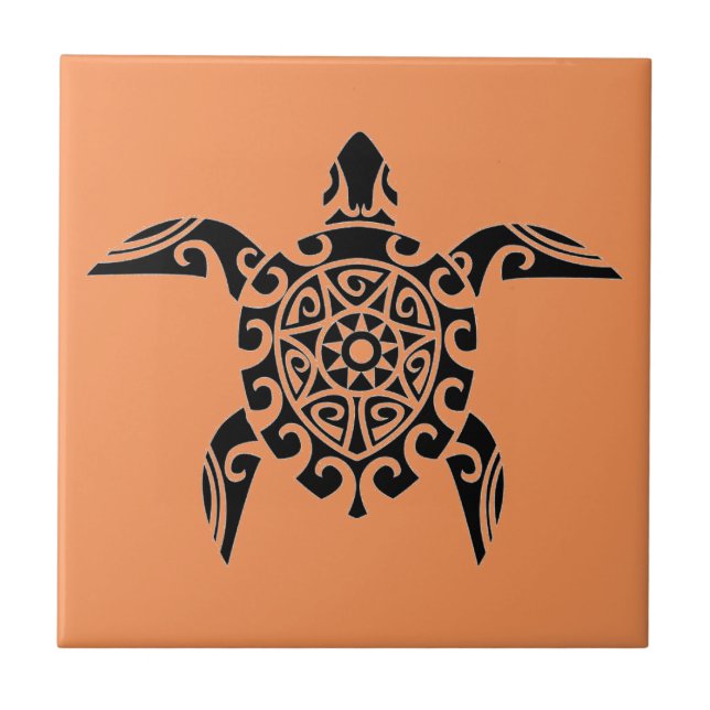 Pacific Island design tattoo style Turtle Tile (Front)