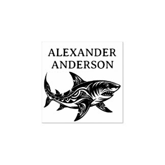 Pacific Island Shark Personalise Rubber Stamp