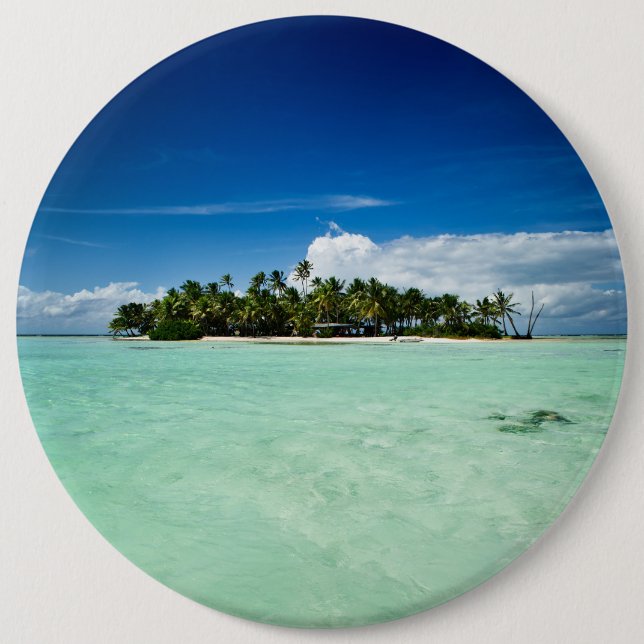 Pacific island with palm trees button (Front)