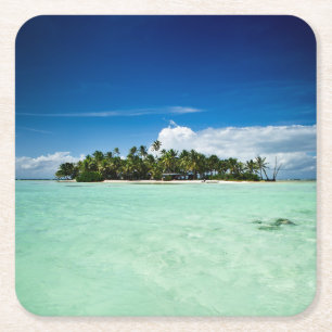 Pacific island with palm trees coaster