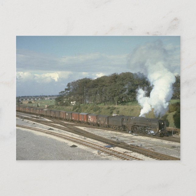 Pacific No. 70010 powers a freight out of Kingmoor Postcard (Front)