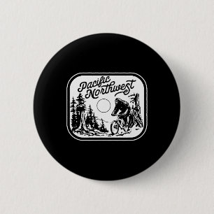 Pacific Northwest Bigfoot Mountain Biking Sasquatc 6 Cm Round Badge