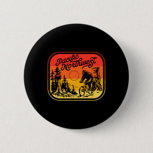 Pacific Northwest Bigfoot Mountain Biking Sasquatc 6 Cm Round Badge