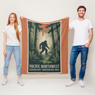 Pacific Northwest Bigfoot Sherpa Blanket