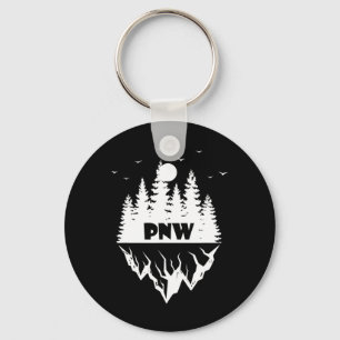 Pacific Northwest Forest Mountain Retro Outdoors  Key Ring