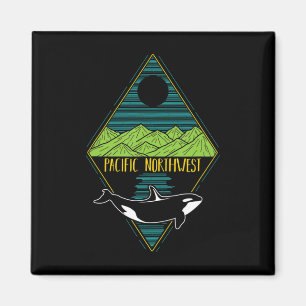 Pacific Northwest Orca Whale Tree Mountain Ocean P Magnet