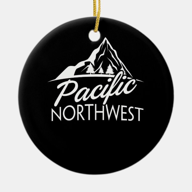 Pacific Northwest PNW Outdoors Trees Mountain Ceramic Ornament (Front)