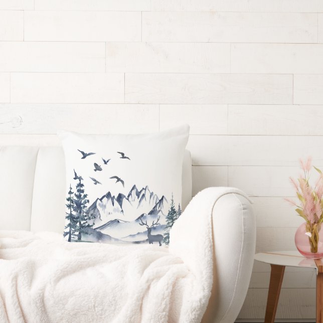 Pacific Northwest Rocky Mountains and Deer Cushion (Couch)