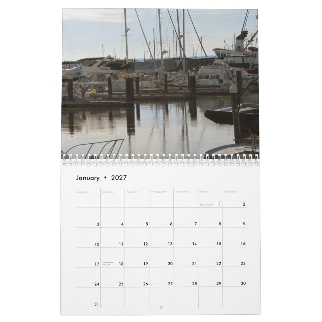 Pacific Northwest Sailboats Calendar (Jan 2027)