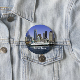 Pacific Northwest Seattle Ferry & Buildings 7.5 Cm Round Badge