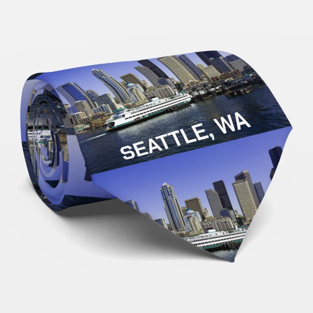 Pacific Northwest Seattle Ferry & Buildings Tie (Rolled)