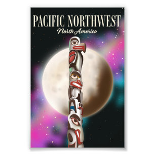 Pacific Northwest Totem pole travel poster