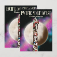 Pacific Northwest Totem pole travel poster