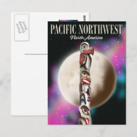 Pacific Northwest Totem pole travel poster