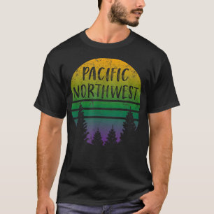 Pacific Northwest Trees Outdoor Nature Lover Retro T-Shirt
