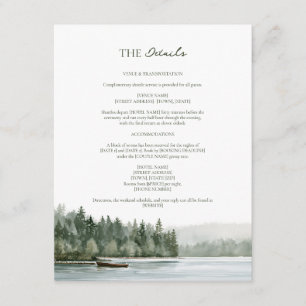 Pacific Northwest Watercolor Lake Wedding Details  Enclosure Card