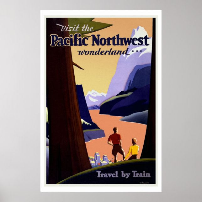 Pacific Northwest Wonderland US Vintage Travel Poster (Front)