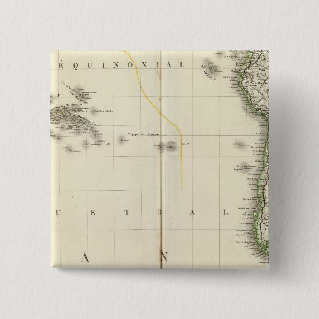 Pacific Ocean Atlas Map 15 Cm Square Badge (Front)