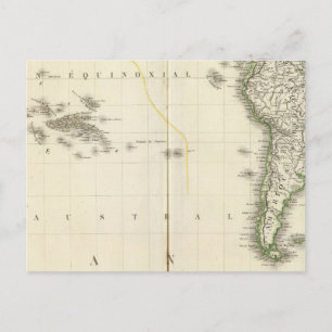 Pacific Ocean Atlas Map Postcard