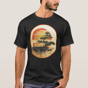 Pacific Ocean Beach Bonsai Tree Sun Retro Vintage T-Shirt