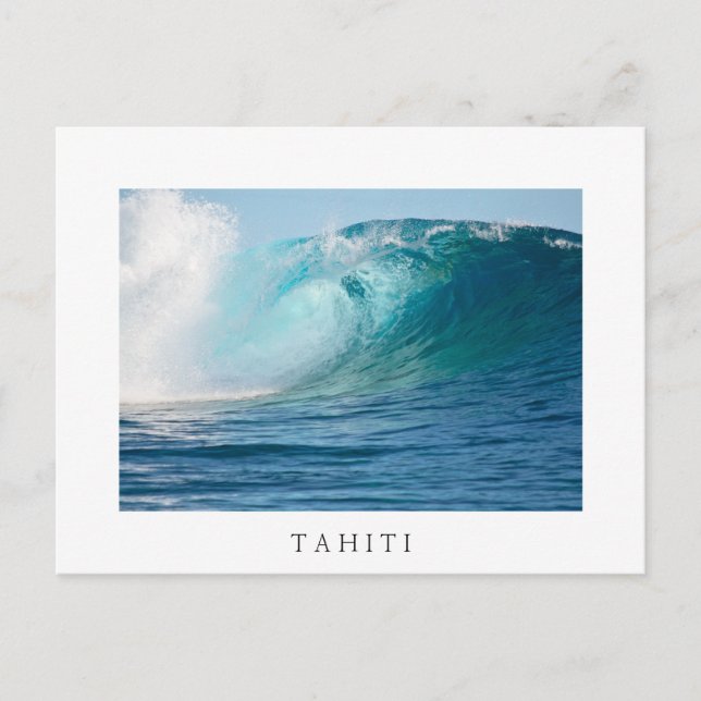 Pacific ocean big wave in Tahiti white postcard (Front)