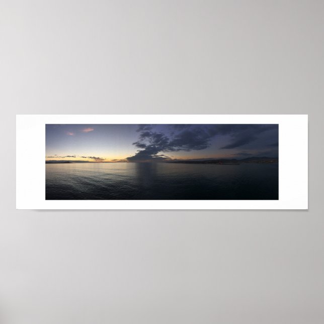 Pacific Ocean Blue Sea Sunset Panoramic Poster (Front)