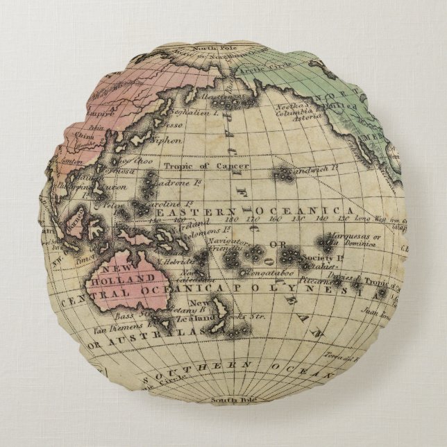 Pacific Ocean, British Islands Round Cushion (Front)
