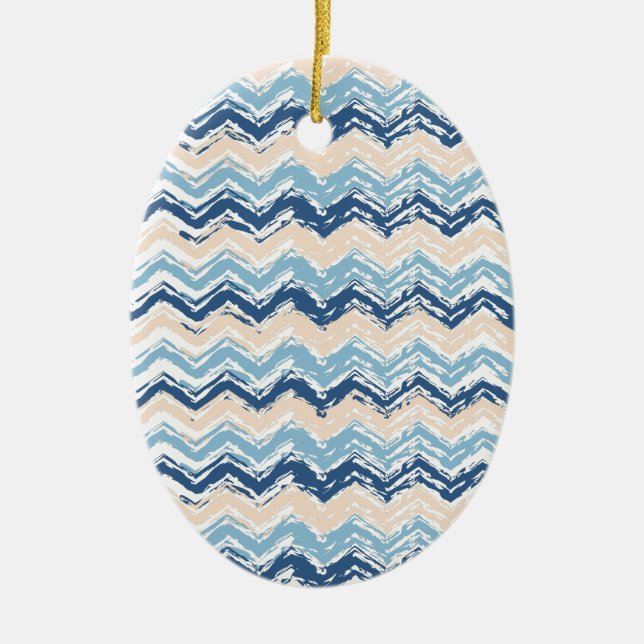 Pacific Ocean Chevron Pattern Ceramic Ornament (Front)