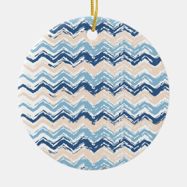 Pacific Ocean Chevron Pattern Ceramic Ornament (Front)