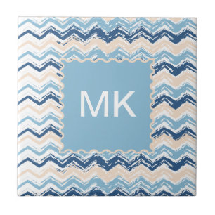 Pacific Ocean Chevron Pattern Ceramic Tile
