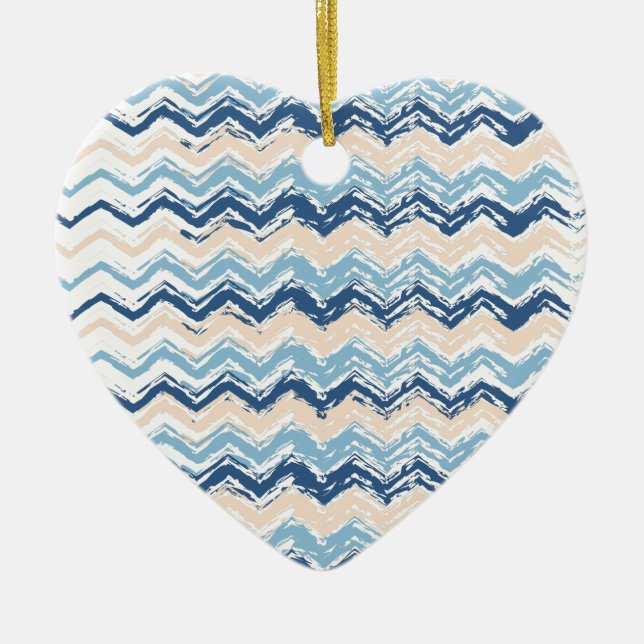 Pacific Ocean Chevron Pattern Ceramic Tree Decoration (Front)
