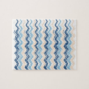 Pacific Ocean Chevron Pattern Jigsaw Puzzle