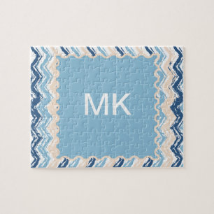 Pacific Ocean Chevron Pattern Jigsaw Puzzle